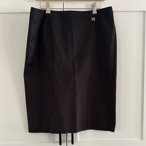 Escada Vintage black pencil skirt with charm logo 12/14